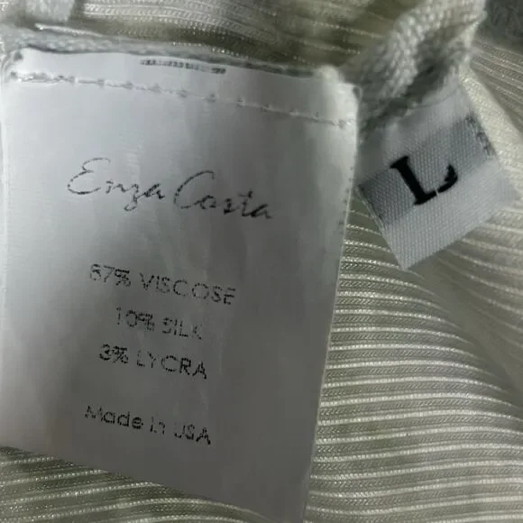 Enza Costa Silk Blend Ribbed Tank Midi Dress in Vapor Ionic Gray Sz L Tie Dye - Picture 11 of 14